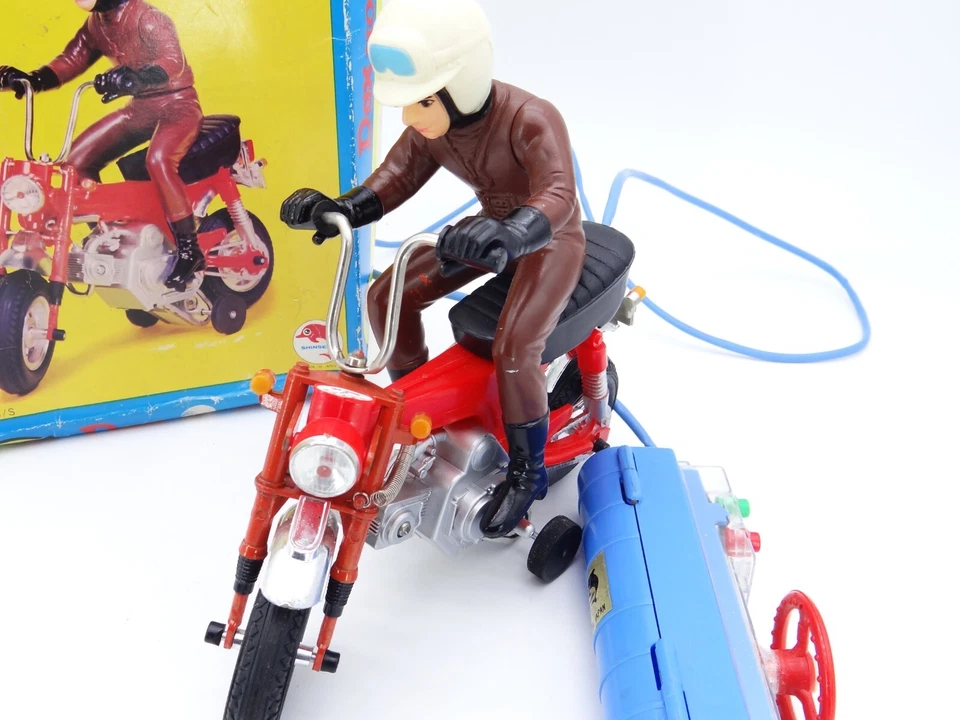 Dax Honda Polizei Motorrad Antik Blechspielzeug Fernlenkung Shinsei Japan OVP - Bild 2 von 4