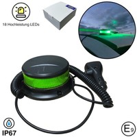 LED Rundumleuchte, GrüN, Flach, 12/24 V, Mit Magnetfuß, 1,3 M Kabel Und Kfz-Lade