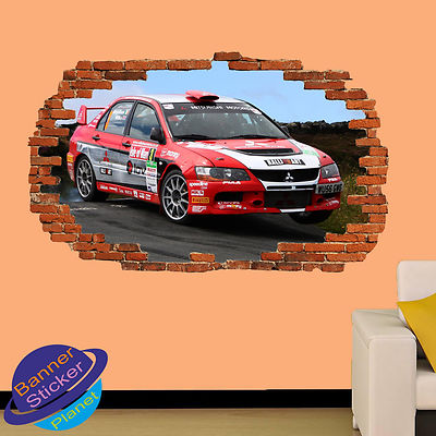 EVOLUTION RALLY AUTO RENNWAND AUFKLEBER 3D EFFEKT KUNST ZIMMER DEKOR ABZIEHBILD XB3