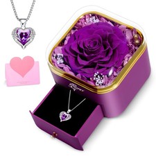 Mothers Day Flowers Roses Gifts for Mom - Preserved Real Blue Rose Purple