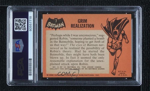 1966 Topps Batman Black Bat Grim Realization #7 PSA 5 0nr3 - Picture 2 of 3
