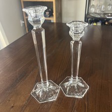 Clear Glass Decorative Hexagonal Candlestick Holders Glossy for Taper Candle