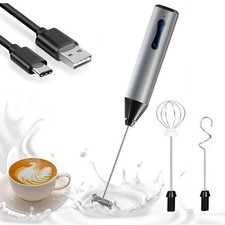 Portable Milk Frother Egg Beater Whisk Coffee Type C Rechargeable for Latte
