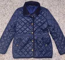 Ralph Lauren Polo Girls Quilted Barn Jacket Navy Blue Size 6 Youth Coat EUC