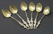 6 Drachen Kaffeelöffel,NACASAKI 84er Silber Punze,Japanese style, Drache,Lotus