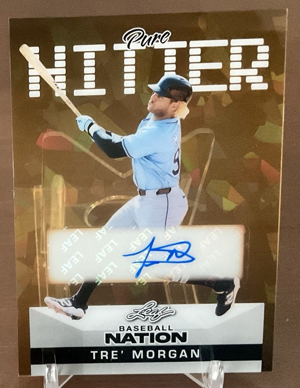 2025 Leaf Baseball Nation Tre’ Morgan Pure Hitters Gold Crystal Auto 1/1 Rays