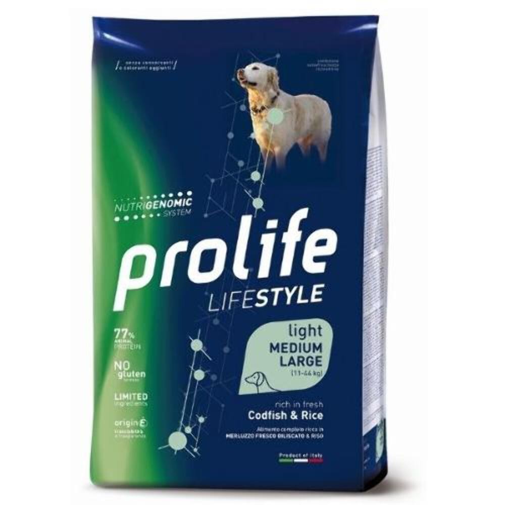 PROLIFE LIGHT MEDIUM LARGE RICCO IN MERLUZZO FRESCO E RISO 2,5 KG.