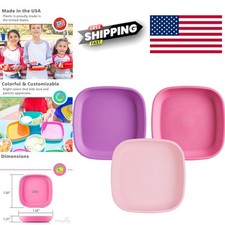 Toddler Plates Set of Three 22 Oz Deep Walled Flat Kids Plates A Princess Color