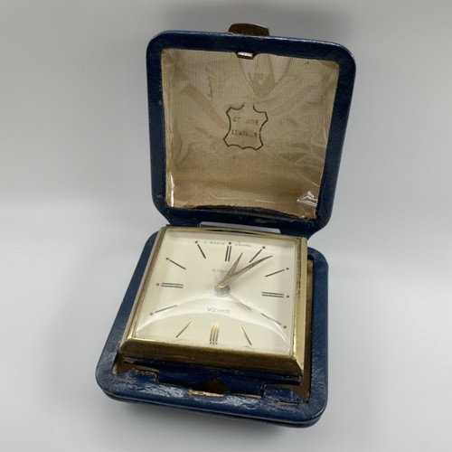 SWIZA TRAVEL MECHANICAL ALARM CLOCK Vintage 1950-60s SWISS 7 JEWELS LEATHER CASE - Picture 14 of 24