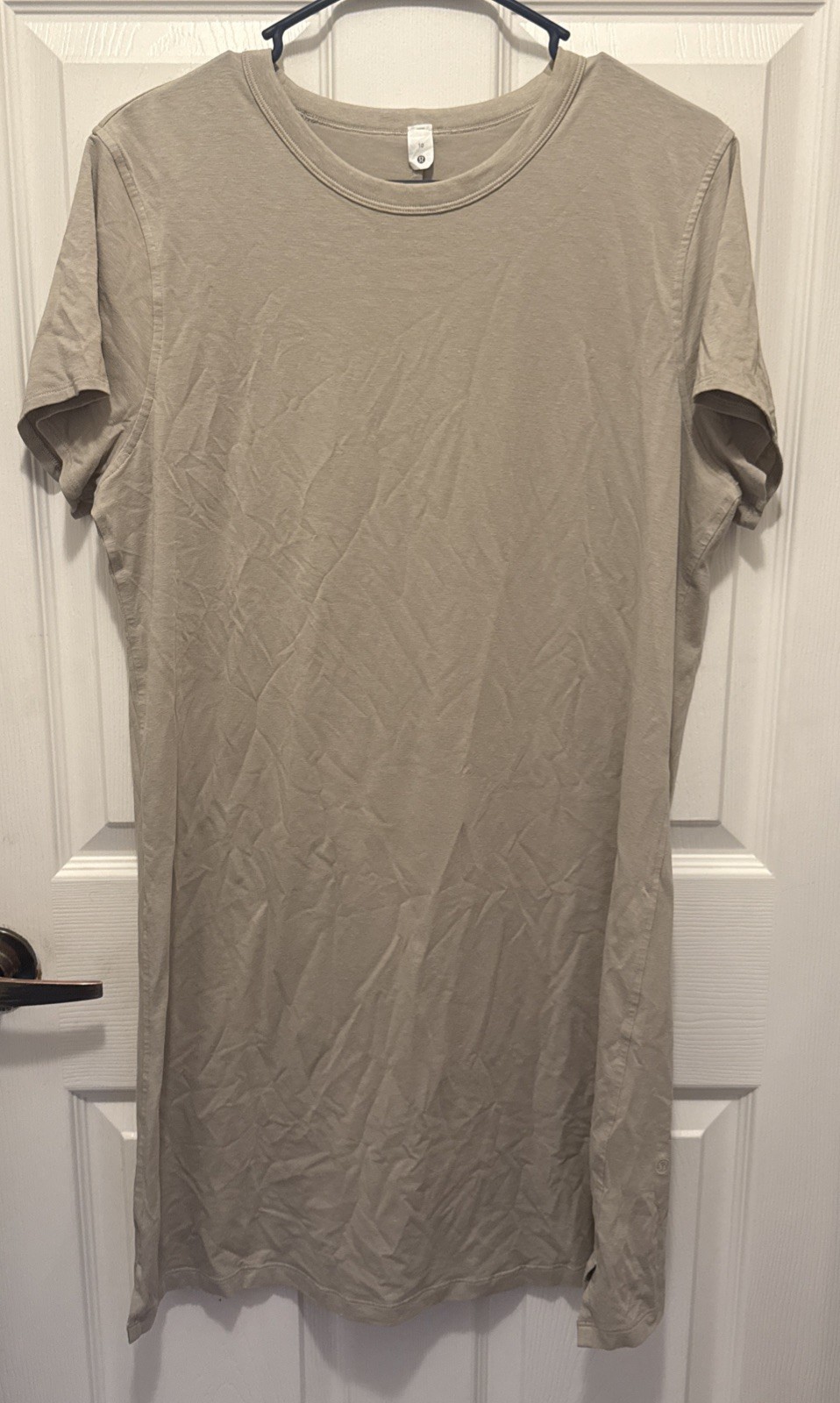 Lululemon All Yours Tee Tan Crew Neck Short Sleeve T Shirt Dress Size 10