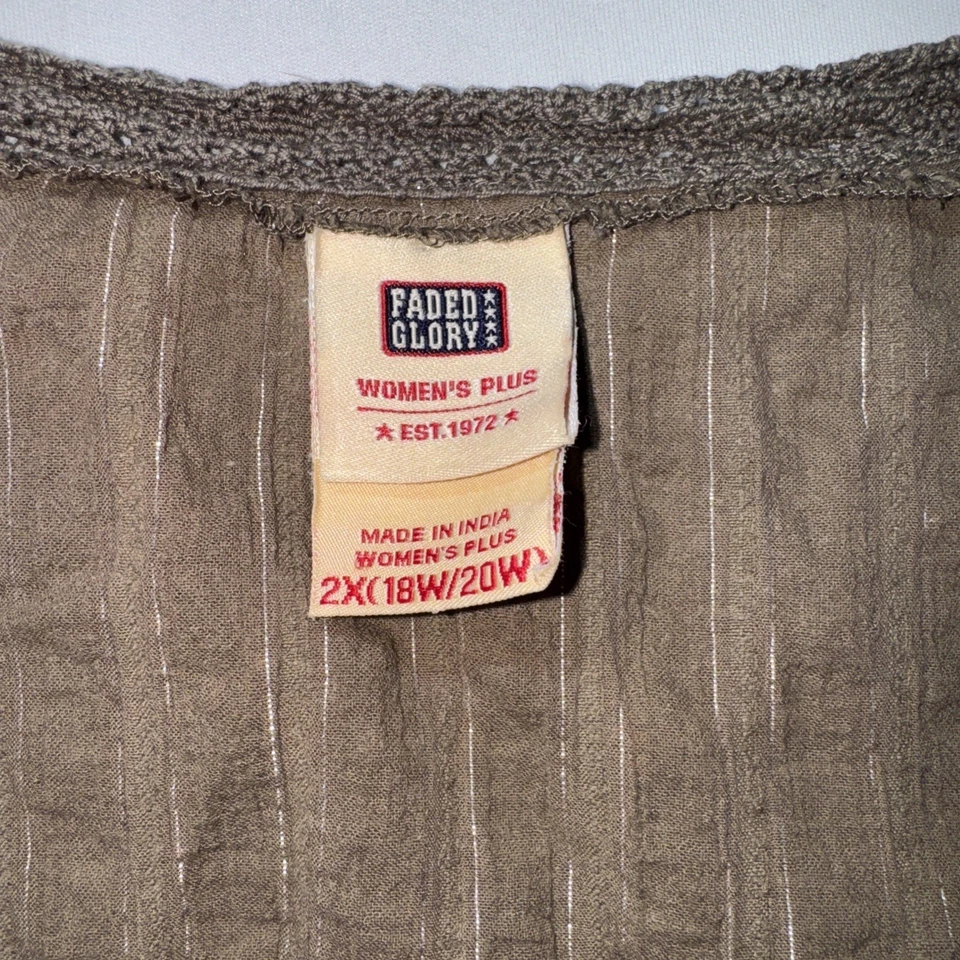 Top Babydoll Vintage Y2K Faded Glory para Mujer Talla 2X Bordado Encaje Estrás Foto 2 de 4