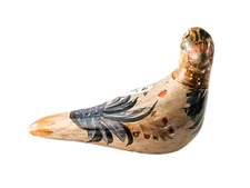 Tonala Mexican Pottery Folk Art Bird Figurine Hand Painted Pigeon Dove 6"L
