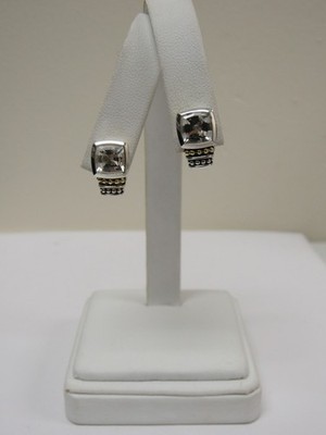 Designer LAGOS Sterling Silver 18K Rittenhouse White Topaz Stud Earrings