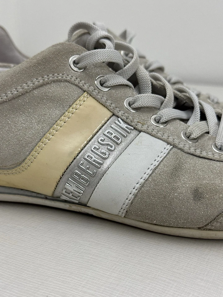 Zapatillas bajas de gamuza Dirk Bikkembergs beige blanco a rayas Italia UE 38 DE COLECCIÓN Y2K Foto 4 de 4