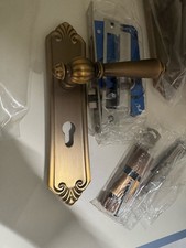 Brass Door Handle set With lock - Lock Mechanism And Keys Included