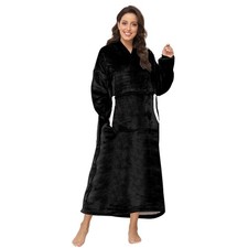 Wearable Blanket for Women Men Long Sherpa Hoody with Big Pocket Cosy Oversiz...