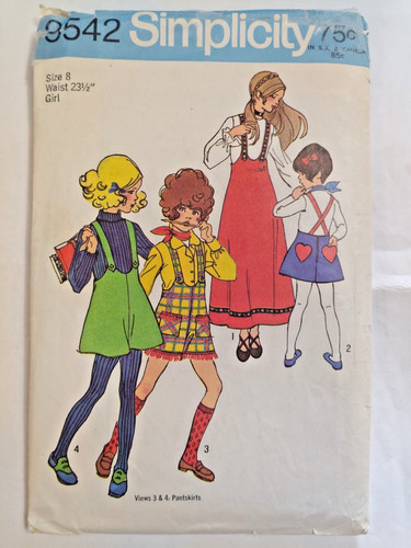 Girls 8 Simplicity 9542 Sewing Pattern Cut VTG