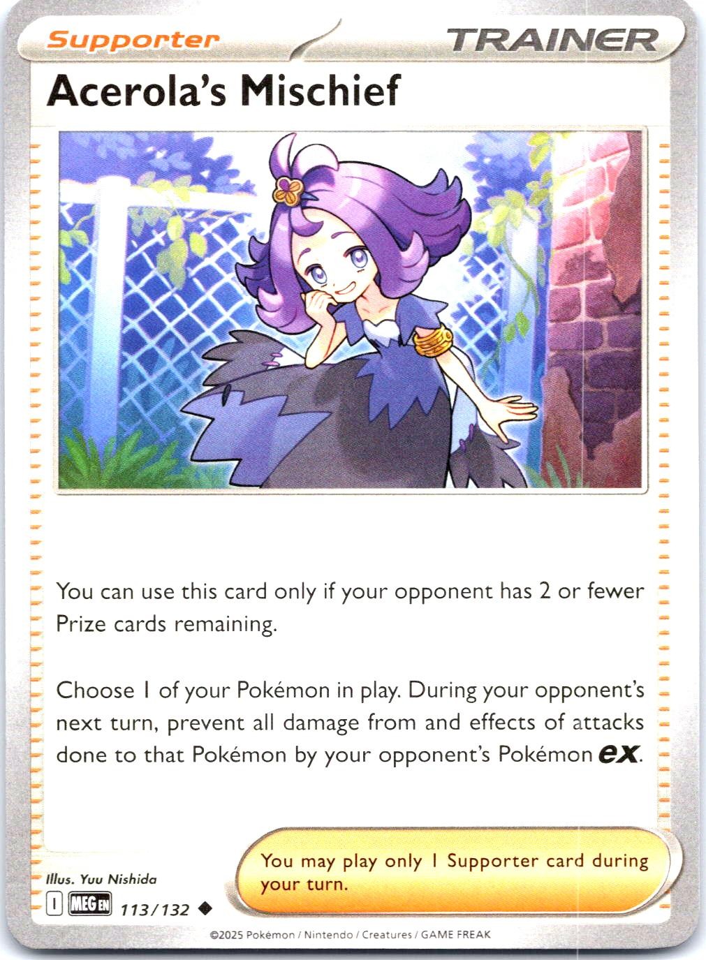 ACEROLA'S MISCHIEF 113/132 UNCOMMON MEGA EVOLUTION POKEMON NM/M