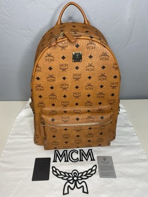 MCM men\'s Stark Side Stud Visetos Backpack Cognac Small-Medium Stark Side Studs Backpack in Visetos Cognac  main image 4