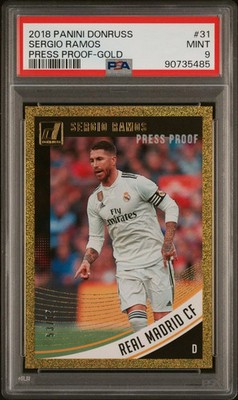 2018-19 Panini Donruss Press Proof Gold Sergio Ramos 53/75 PSA 9 Real Madrid