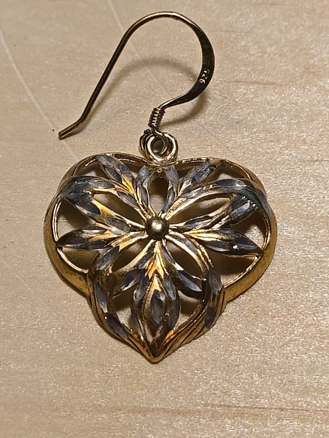 Vintage 925 Sterling Silver Gold Vermeil Heart Da… - image 9