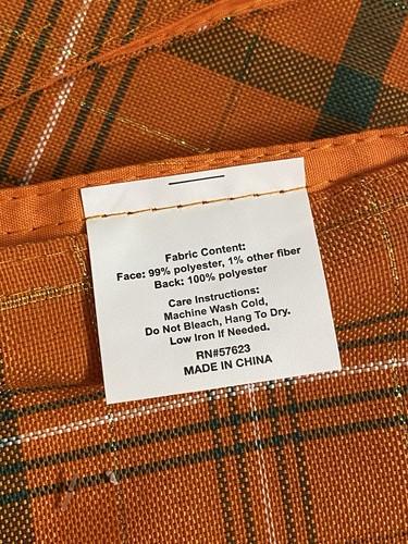 Set Of 2 Fall/Autumn Orange Gold Green Striped Plaid Table Runner 13” X 69” NEW - Picture 6 of 7