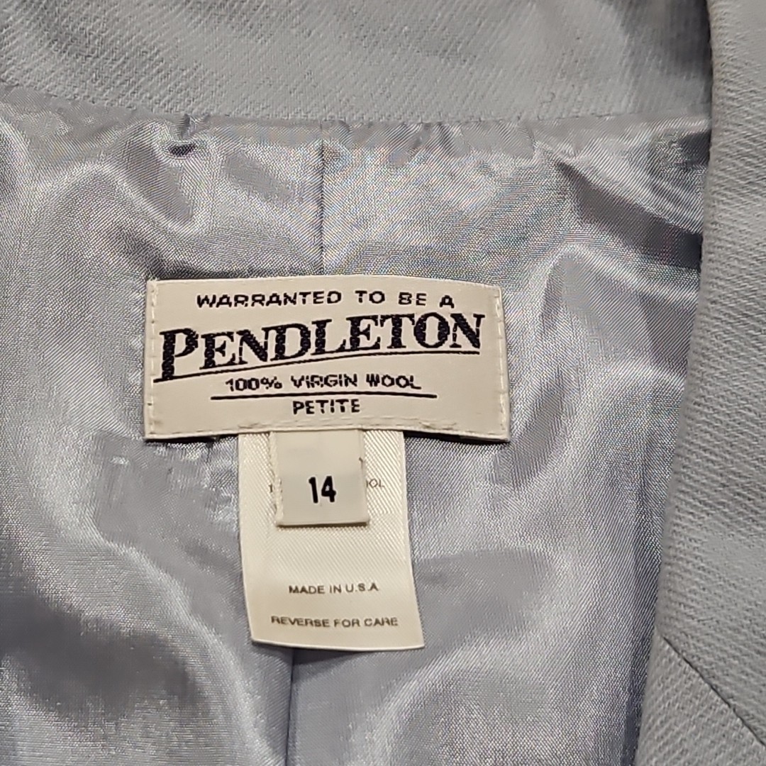 Women’s Pendleton Wool Blazer 14 Solid Blue Smoot… - image 2