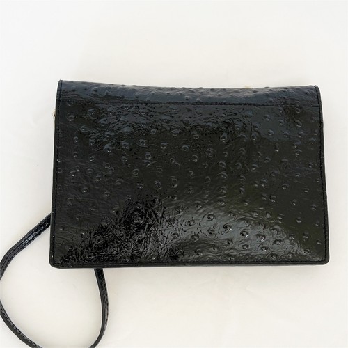 KATE SPADE Kaley Convertible Clutch Ostrich Embossed Black Leather - Picture 2 of 8