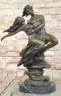 Eros & Psyche Greek Mythology Real Bronze Sculpture Statue Signed Figurine SALE