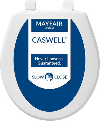 Modern Slow Close Toilet Seat, Round, White, Durable Plastic, Easy Clean Hinges