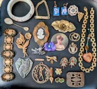 Antique Victorian Vintage Carved Bakelite Pins Jewelry Lot Pins Zodiac Pendant