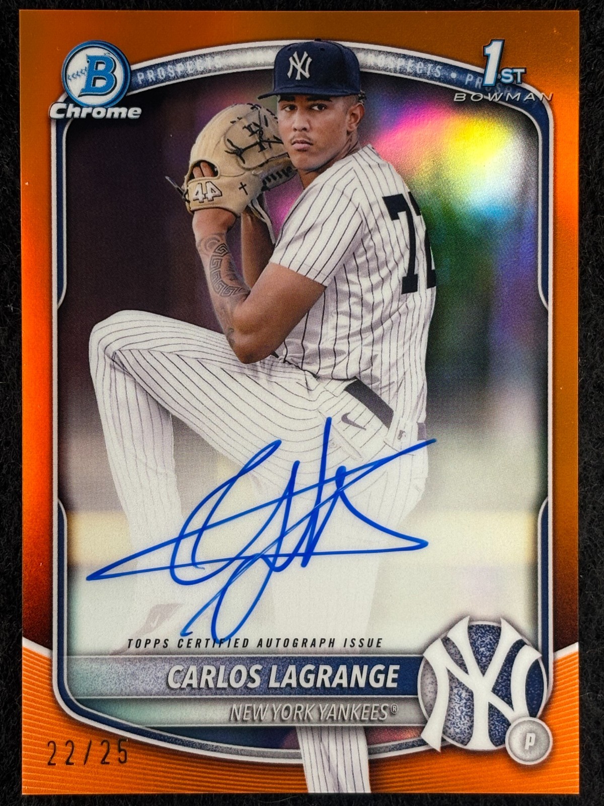 2025 Bowman Chrome - Carlos Lagrange #CPA-CL Orange /25 Auto