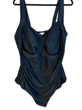 Avenue Plus Size Black Swimsuit Sculpting One-Piece Swimsuit Flattering Sz 22