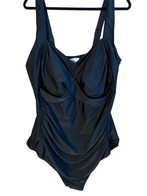 Avenue Plus Size Black Swimsuit Sculpting One-Piece Swimsuit Flattering Sz 22 