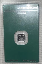  1 Gram Platinum Bar - Argor-Heraeus .9995 Fine (In Assay) - Brand New!