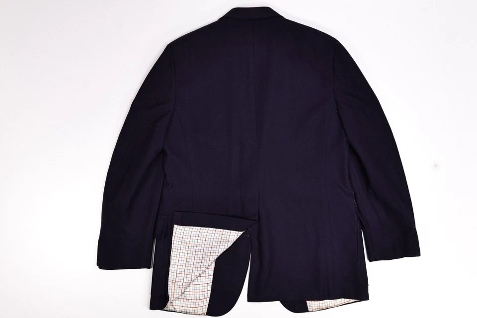 Blazer Vintage Hickey Freeman Custom Hopsack Cashmere Botão Dourado Azul Marinho 42 R - Imagem 3 de 4