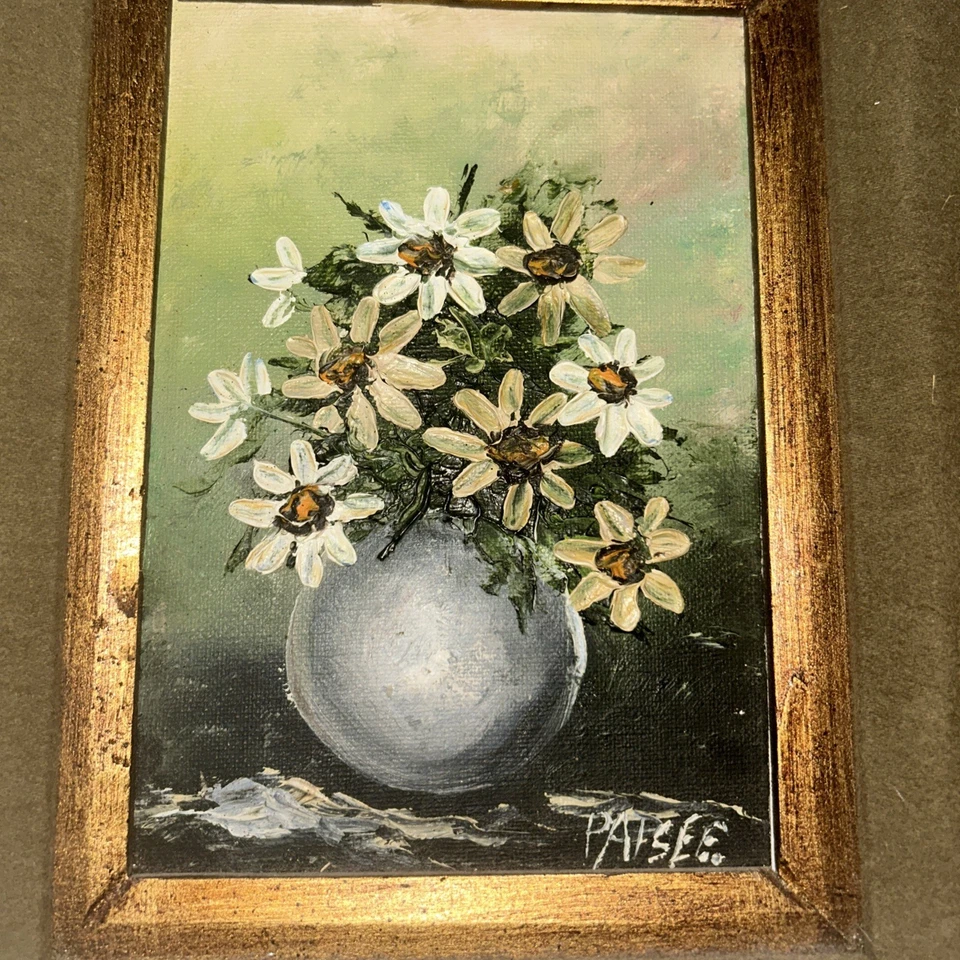 Patsee Parker Original Textured Oil On canvas Floral Painting 5”x 7” - Image 2 of 4
