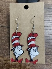 Dr. Seuss Cat in hat Lovey Things Earrings for Teachers Educator Children Book