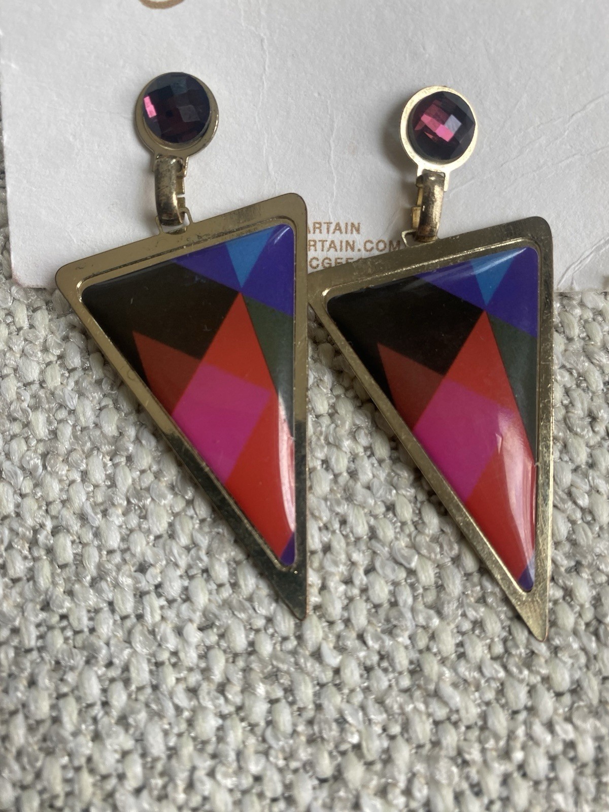 Multicolor Geometric Triangle Dangle Drop Earring… - image 2