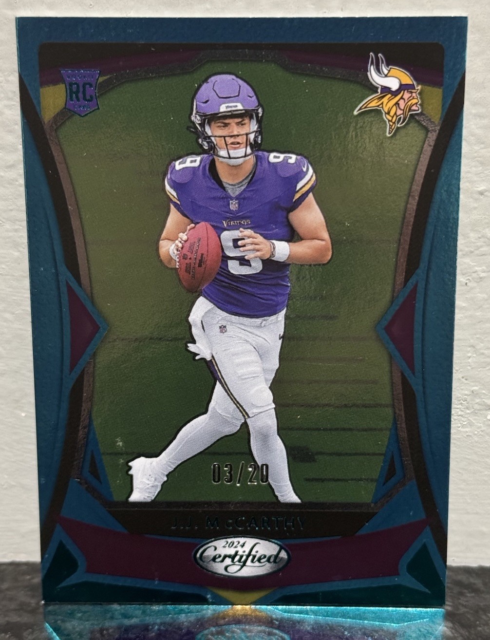 J.J. McCarthy 2024 Panini Certified #108 Rookie Mirror Teal FOTL /20 RC A43