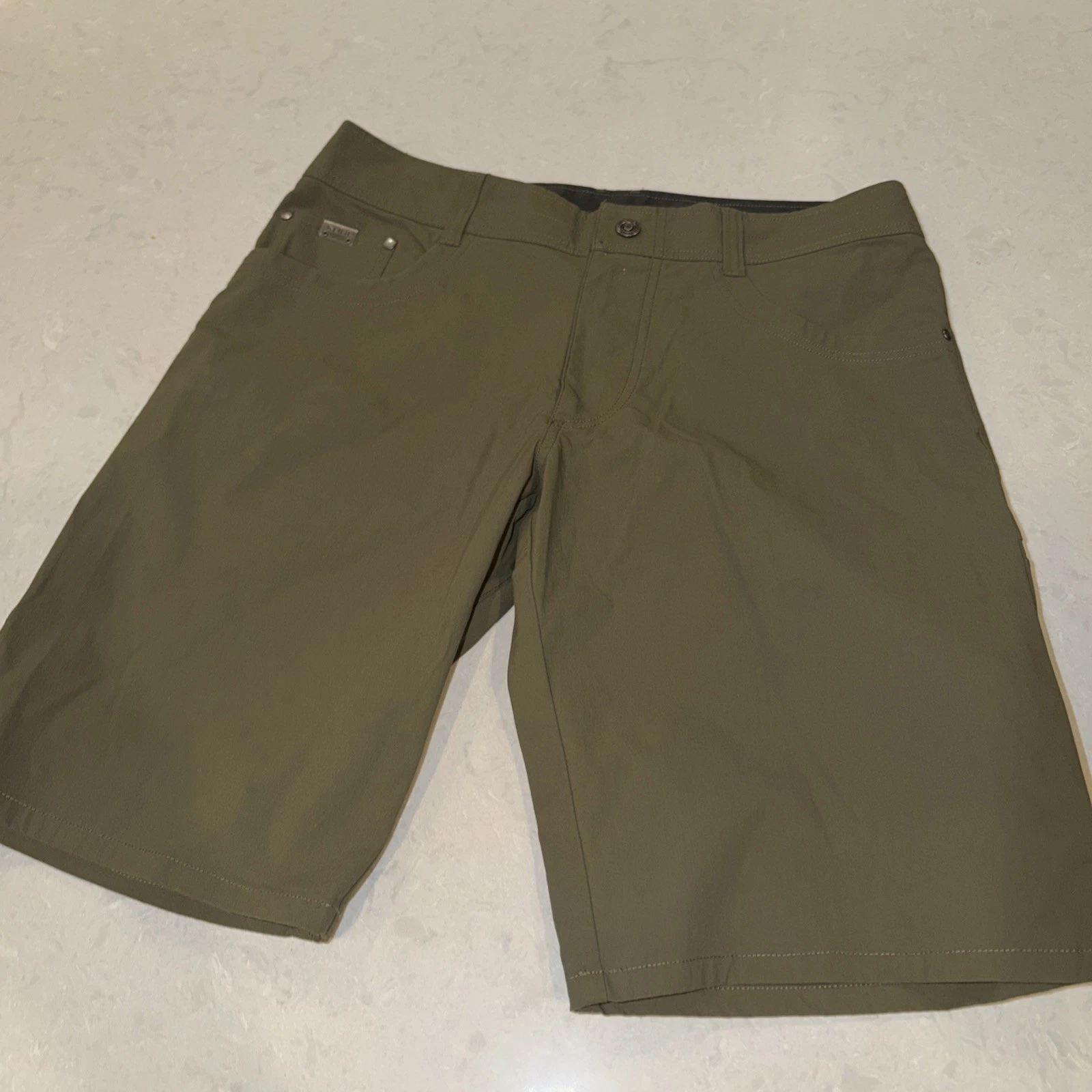 Kuhl Revolvr Shorts 9” Men’s 34 Vintage Patina Dye Khaki Hiking Style 5228