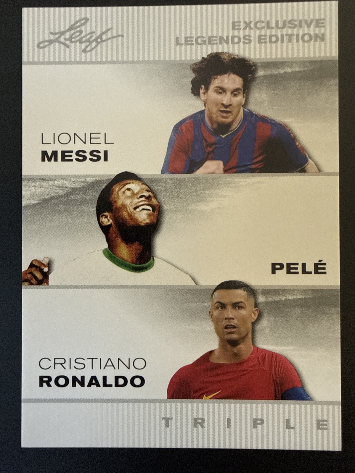 2024 Leaf Exclusive Legends - Pele/Ronaldo/ Messi #ELE-51 GOATS!