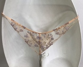 la perla bra panties set Nude Peach Lilac Floral Embroidery Nwt Size 34B