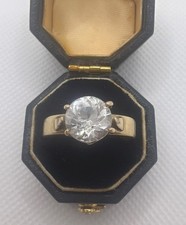 9ct Gold White Sapphire Solitaire Ring, Engagement Style, Size O, 3.08g