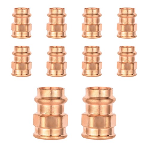 10 PCS Copper Press Female Adapter Fitting 1/2 Inch P x 1/2 Inch FPT