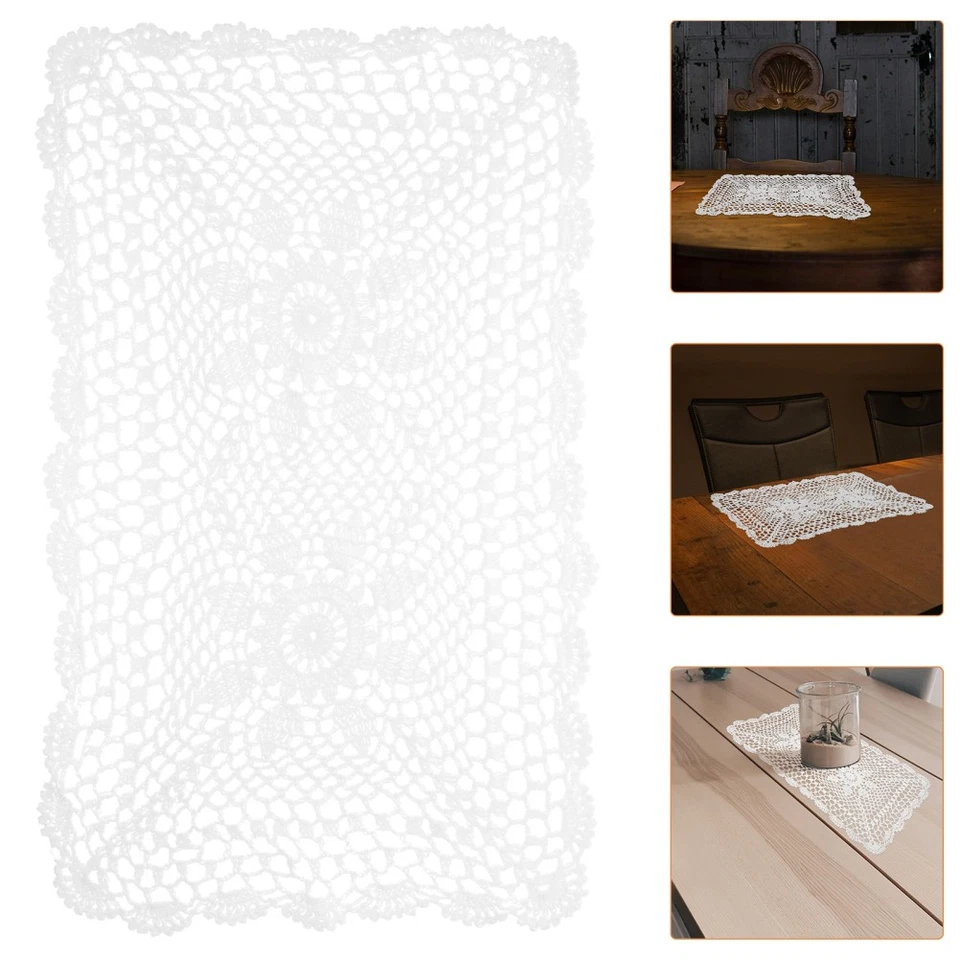  Hand Crochet Flower Placemat Delicate Cotton Lace Braided Hollow Out Cushion