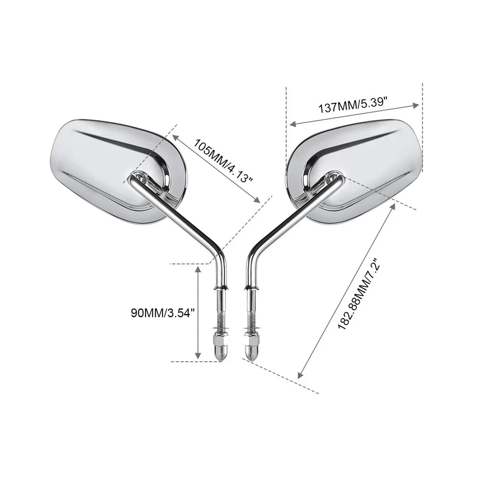 Chrome Rear View Mirrors Fit For Harley Davidson Touring Road King Electra Glide Foto 2 de 4