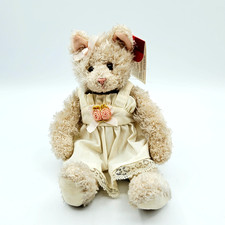 VTG Russ Berrie Felicia Kitty Cat Plush Cream Shaggy Stuffed Animal Dress 21076