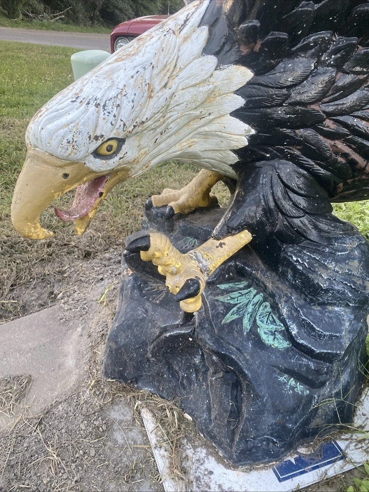 LETRERO GRANDE DE ÁGUILA DE HIERRO FUNDIDO DE 6,7"" PATIO EXTERIOR ARTE ESTATUA ESCULTURA GASOIL Foto 3 de 4