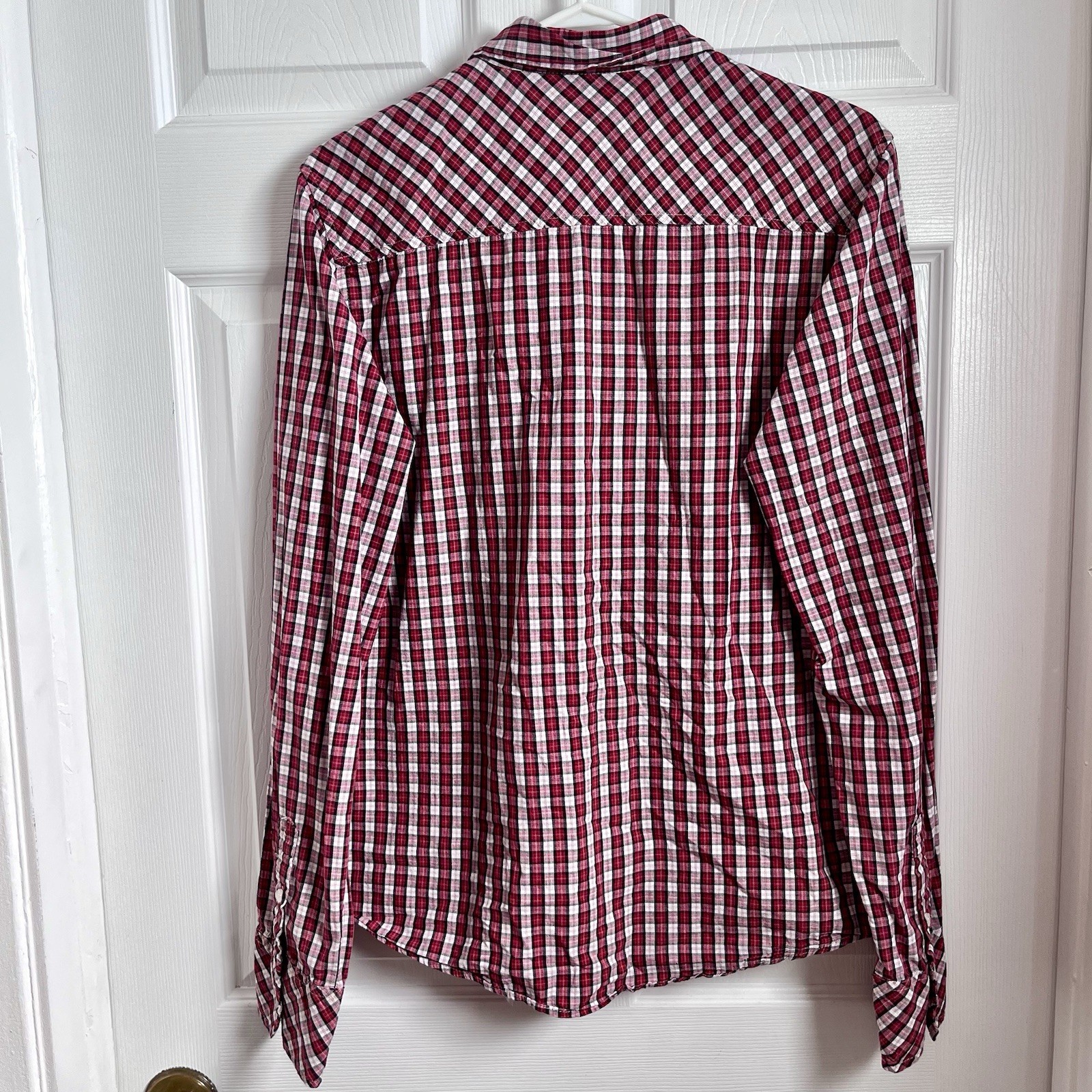 Bongo Jeans Button down Plaid  Medium Men Red Whi… - image 5